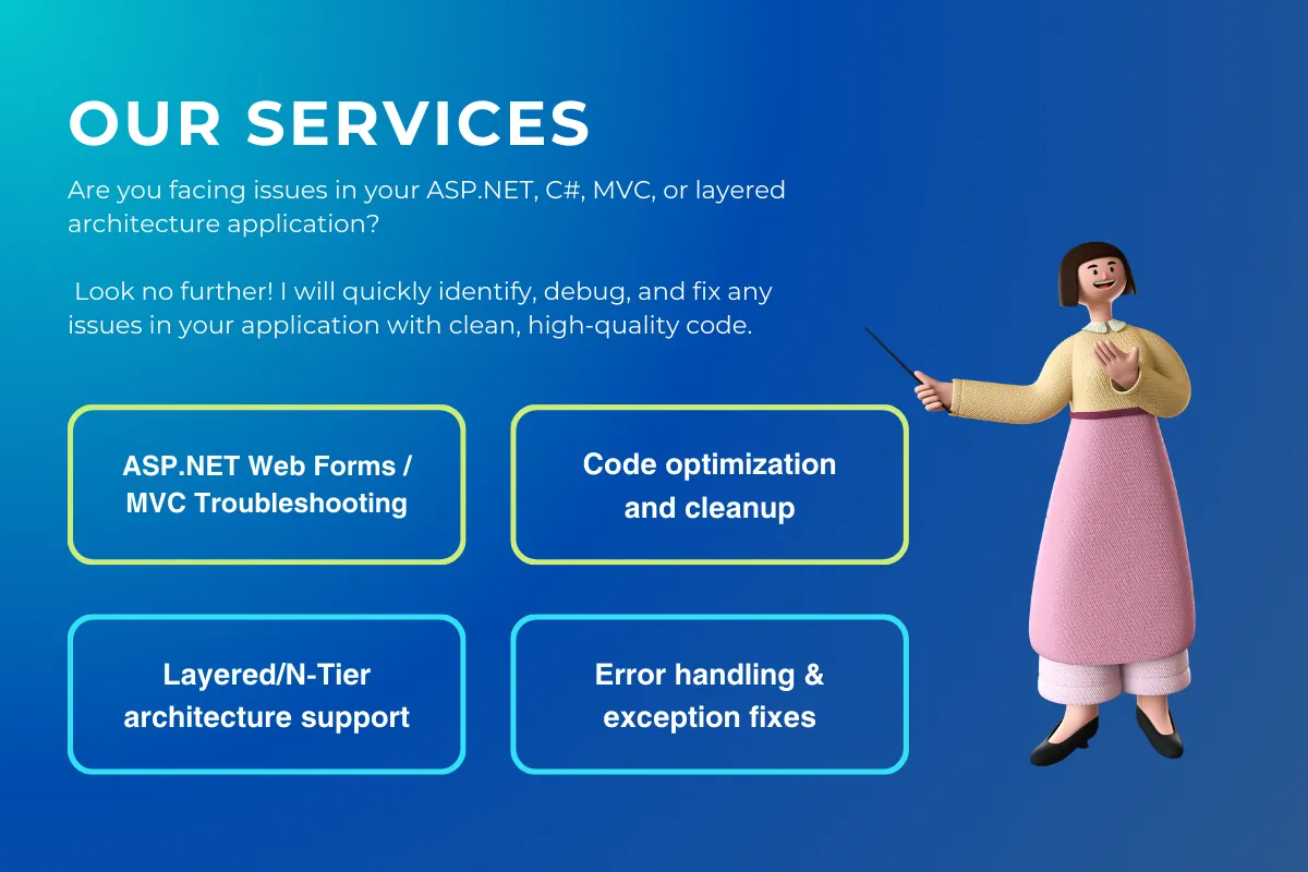 provide expert ASP.NET Web Forms, Web API, and database bug fixing and support services.