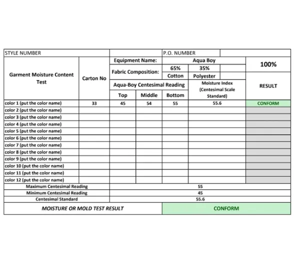 do mold or moisture test official excel template by vlookup