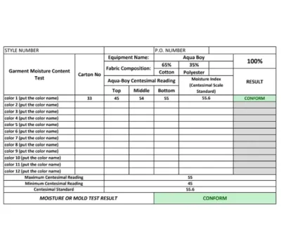 do mold or moisture test official excel template by vlookup