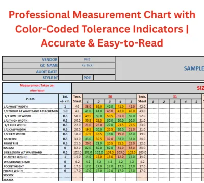 Do Accurate Measurement Chart with Color-Coded Tolerance Indicators