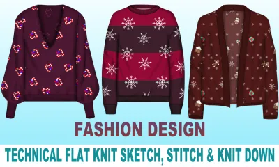 do a flat knit T-shirt and polo shirt design & do a technical flat knit sketch and tech pack