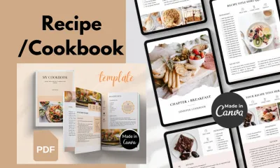Design Planner journal ebook notebook workbook recipe book and Cookbook on canva