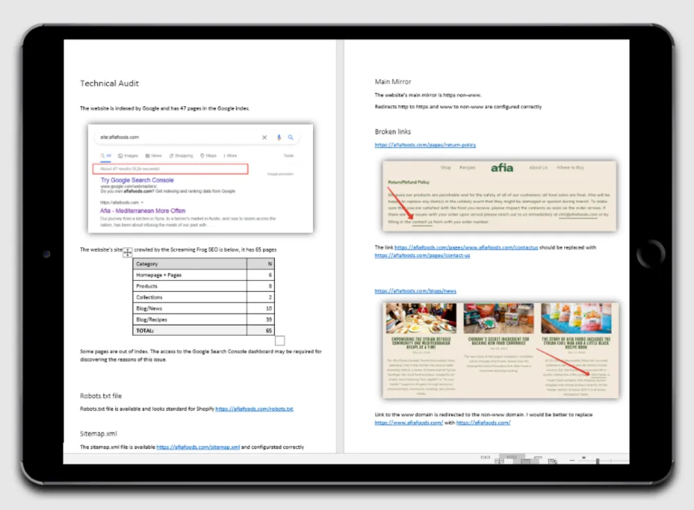 Website SEO Audit and Keyword Research for Frozen Food Manufacturer