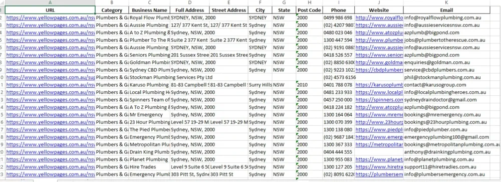 Yellow Pages Data Scraping