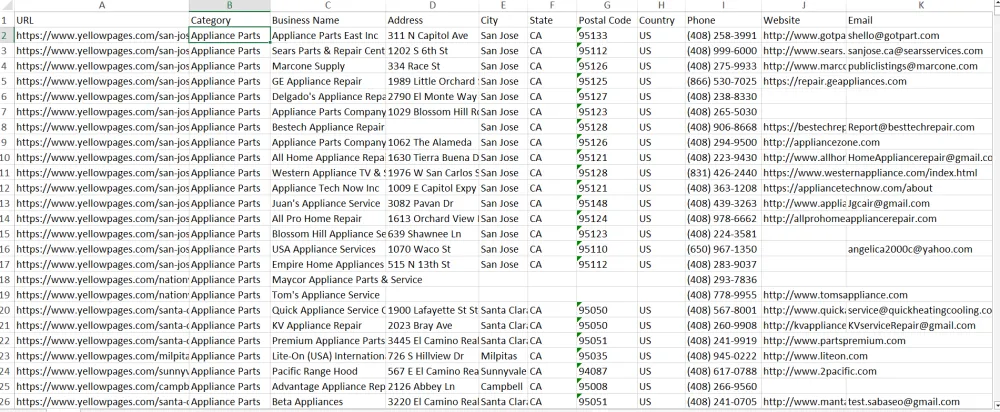 Yellow Pages Data Scraping